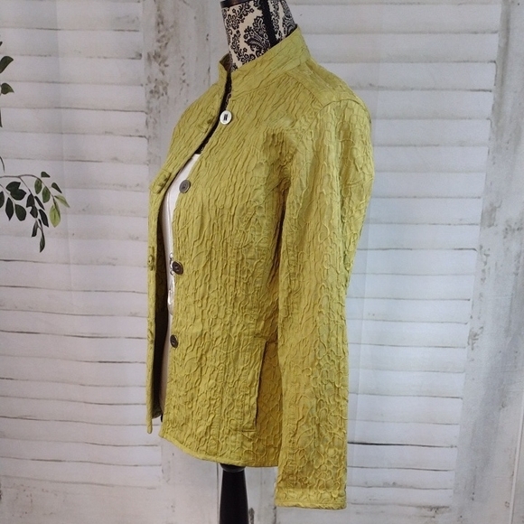 Chico's Lime Green Textured Blazer Size S/M - Picture 4 of 7